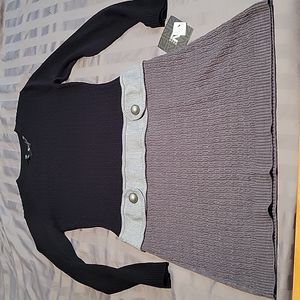 IZ BYER SWEATER DRESS LONG SLEEVE BLACK AND GRAY SIZE SMALL
